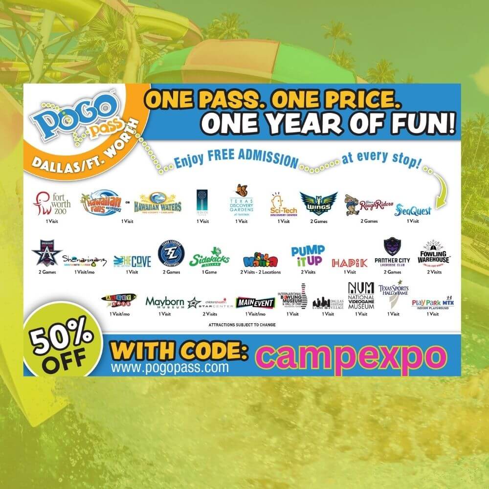 Pogo pass makes summers affordable with kids. A picture of all the discounted options with pogo pass